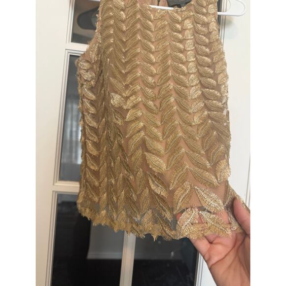 Anthropologie Sunday in Brooklyn Gold Leaf Pattern Sleeveless Top Small - Picture 8 of 16